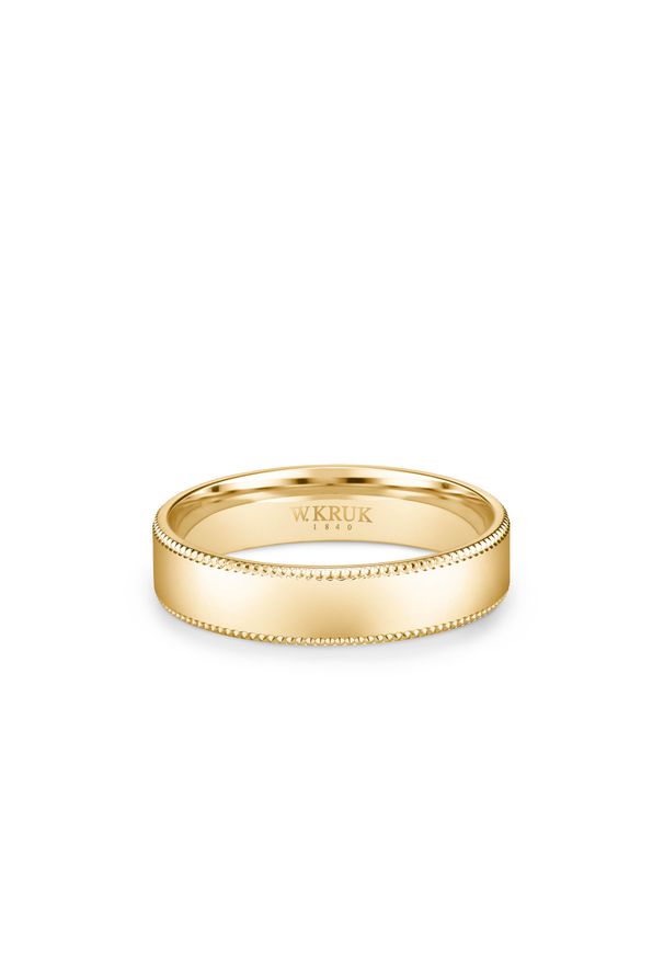 W.KRUK - Obrączka ślubna złota Dallas męska. Materiał: złote. Kolor: złoty. Wzór: gładki