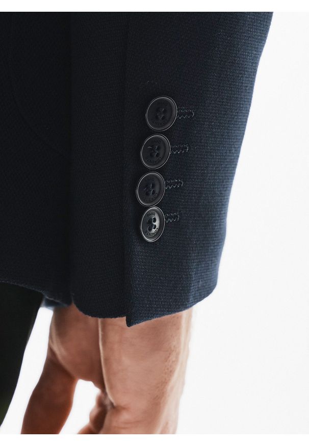 Pako Lorente - PAKO LORENTE – Granatowa dwurzędowa marynarka męska. Okazja: na co dzień. Kolor: niebieski, czarny. Materiał: poliester, wiskoza, elastan. Wzór: gładki. Styl: casual