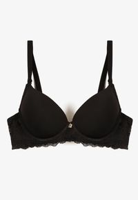 Renee - Czarny Biustonosz Full Cup z Efektem Push-Up Zdobiony Koronką Militi. Kolor: czarny. Materiał: koronka. Rodzaj stanika: push-up. Wzór: aplikacja, koronka #3