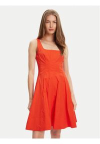 STAUD Sukienka codzienna Mini Wells R25S2249PO Pomarańczowy Slim Fit. Okazja: na co dzień. Kolor: pomarańczowy. Materiał: bawełna. Typ sukienki: proste. Styl: casual. Długość: mini