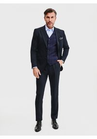 Pako Lorente - PAKO LORENTE – Granatowa kamizelka męska w kratę. Kolor: niebieski. Materiał: poliester, elastan, wiskoza. Wzór: kratka. Styl: elegancki, młodzieżowy #9