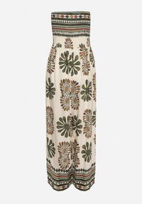 Born2be - Zielono-Kremowy Kombinezon Bez Rękawów z Szeroką Nogawką w Ornamentalny Wzór Mirionia. Okazja: na co dzień, na imprezę. Kolor: zielony. Długość rękawa: bez rękawów. Styl: casual, elegancki #5