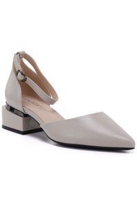 Czółenka damskie na klocku z paskiem beżowe Vinceza 62278. Zapięcie: pasek. Kolor: beżowy. Materiał: skóra ekologiczna. Styl: elegancki #1