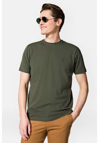 Lancerto - Koszulka Ciemnozielona z Bawełną Linus. Kolor: zielony. Materiał: elastan, bawełna