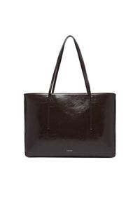 Calvin Klein Torebka Foil Logo Glossy Tote W/ Pouch LV04F3537G Brązowy. Kolor: brązowy. Materiał: skórzane #7