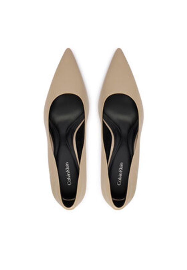 Calvin Klein Szpilki Ess Stiletto 70 HW0HW02607 Beżowy. Kolor: beżowy. Materiał: skóra. Obcas: na szpilce