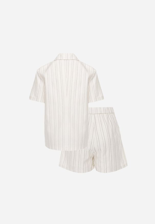 Renee - Beżowy Komplet z Wiskozą i Bawełną Szorty i Marynarka z Krótkim Rękawem Zaleria. Kolor: beżowy. Materiał: wiskoza, bawełna