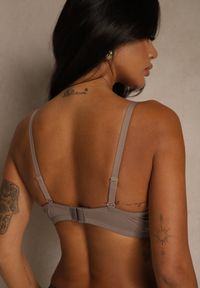 Renee - Beżowy Gładki Biustonosz o Klasycznym Fasonie Zdobiony Kokardką Caloris. Kolor: beżowy. Wzór: aplikacja, gładki #7