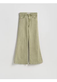 Reserved - Jeansy flare z wysokim stanem - zielony. Stan: podwyższony. Kolor: zielony #1