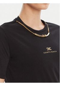Elisabetta Franchi T-Shirt MA-028-56E2-V240 Czarny Regular Fit. Kolor: czarny. Materiał: bawełna #5