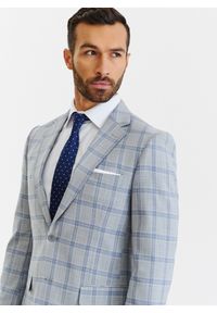Pako Lorente - PAKO LORENTE – Szara marynarka garniturowa w niebiesko-białą kratę. Kolor: szary, biały, niebieski, wielokolorowy. Materiał: wiskoza. Sezon: wiosna, lato #10