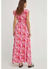 Answear Lab sukienka kolor różowy maxi rozkloszowana. Kolor: różowy. Typ sukienki: rozkloszowane. Styl: wakacyjny. Długość: maxi #3