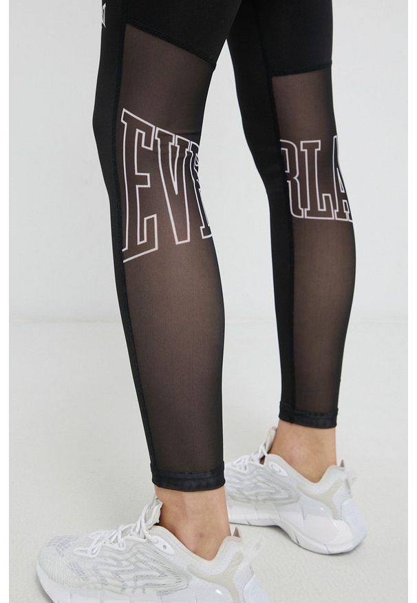 EVERLAST - Everlast Legginsy damskie kolor czarny z nadrukiem. Stan: podwyższony. Kolor: czarny. Wzór: nadruk