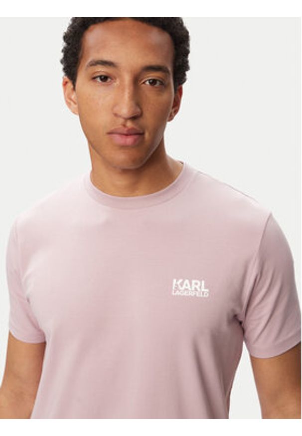 Karl Lagerfeld - KARL LAGERFELD T-Shirt 755781 563235 Różowy Regular Fit. Typ kołnierza: dekolt w karo. Kolor: różowy. Materiał: bawełna