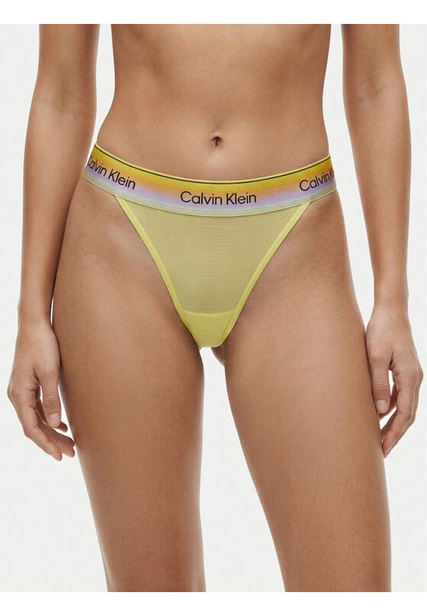Calvin Klein Underwear Stringi LV00QF8856 Zielony. Kolor: zielony. Materiał: syntetyk