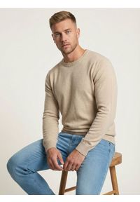 Sinsay - Bawełniany sweter basic - beżowy. Kolor: beżowy. Materiał: bawełna