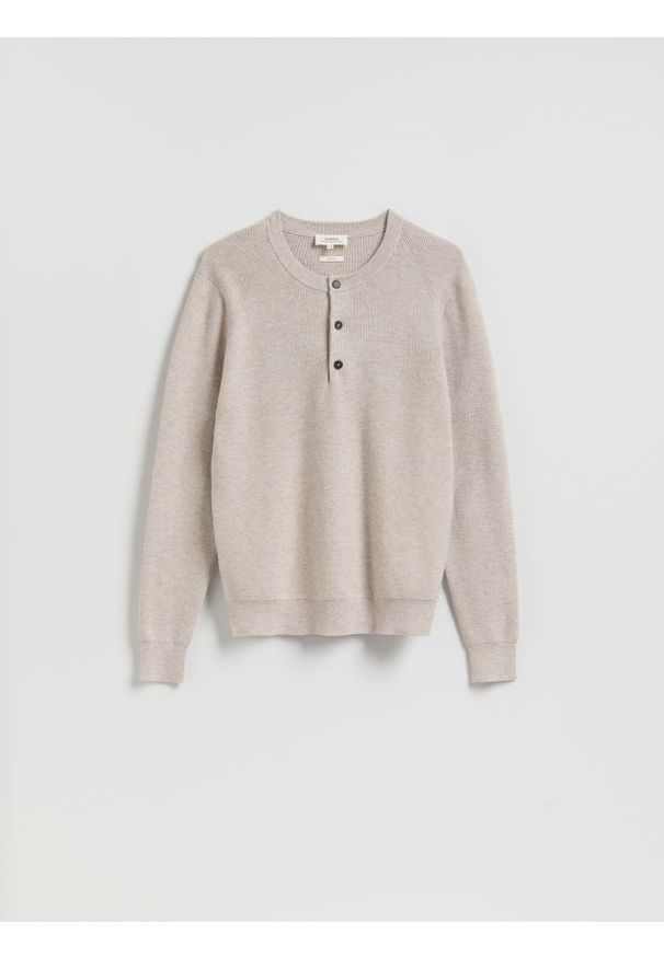 Reserved - Sweter z dodatkiem wełny - beżowy. Kolor: beżowy. Materiał: wełna