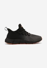 Born2be - Czarno-Pomarańczowe Wsuwane Buty Sportowe Sneakersy z Siateczki na Tłoczonej Podeszwie Salafina. Okazja: na co dzień. Zapięcie: bez zapięcia. Kolor: czarny
