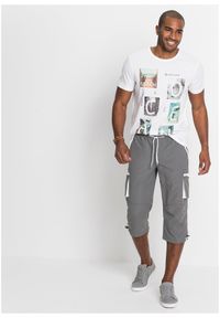 bonprix - Spodnie 3/4 z mikrofazy, z gumką w talii. Kolor: szary. Styl: sportowy