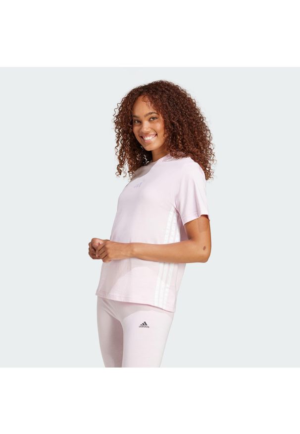 Adidas - Koszulka Essentials 3-Stripes Cotton. Kolor: biały, różowy, wielokolorowy. Materiał: bawełna. Sport: fitness