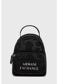 Armani Exchange plecak damski kolor czarny mały z nadrukiem. Kolor: czarny. Wzór: nadruk