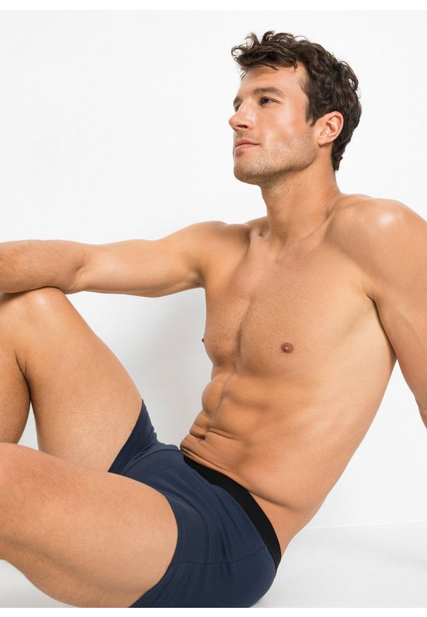 bonprix - Bokserki z bawełną, dopasowany fason (10 par). Kolor: niebieski. Materiał: bawełna