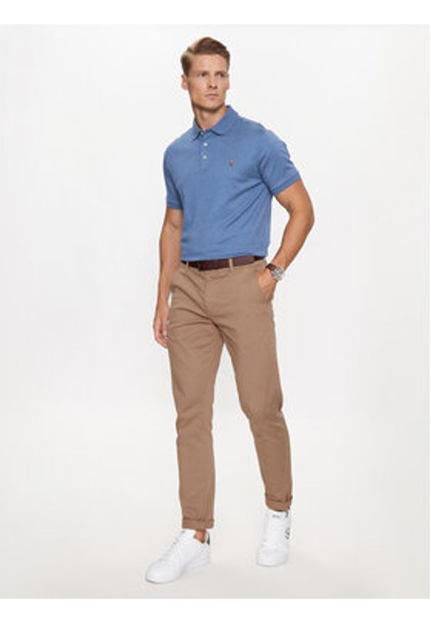 Polo Ralph Lauren Polo 710713130008 Niebieski Custom Slim Fit. Typ kołnierza: polo. Kolor: niebieski. Materiał: bawełna