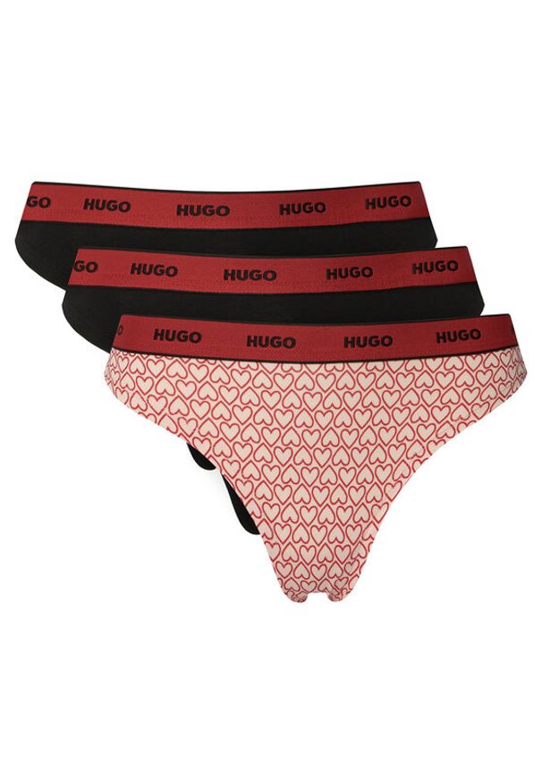 Hugo - HUGO Komplet stringów 50545703 Czarny. Kolor: czarny. Materiał: bawełna