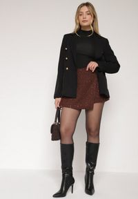 Born2be - Brązowe Spódnico-Szorty z Wełną i Cekinami Fedara. Okazja: na co dzień. Kolor: brązowy. Materiał: wełna. Styl: klasyczny, casual #6