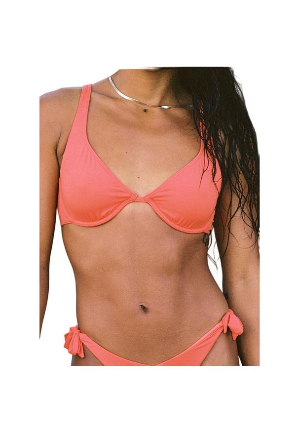 Góra od bikini Roxy Endless Aloha Top. Kolor: pomarańczowy, żółty, wielokolorowy. Materiał: poliester