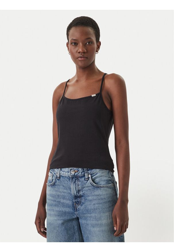 Calvin Klein Jeans Top LV047F259G Czarny Slim Fit. Kolor: czarny. Materiał: bawełna