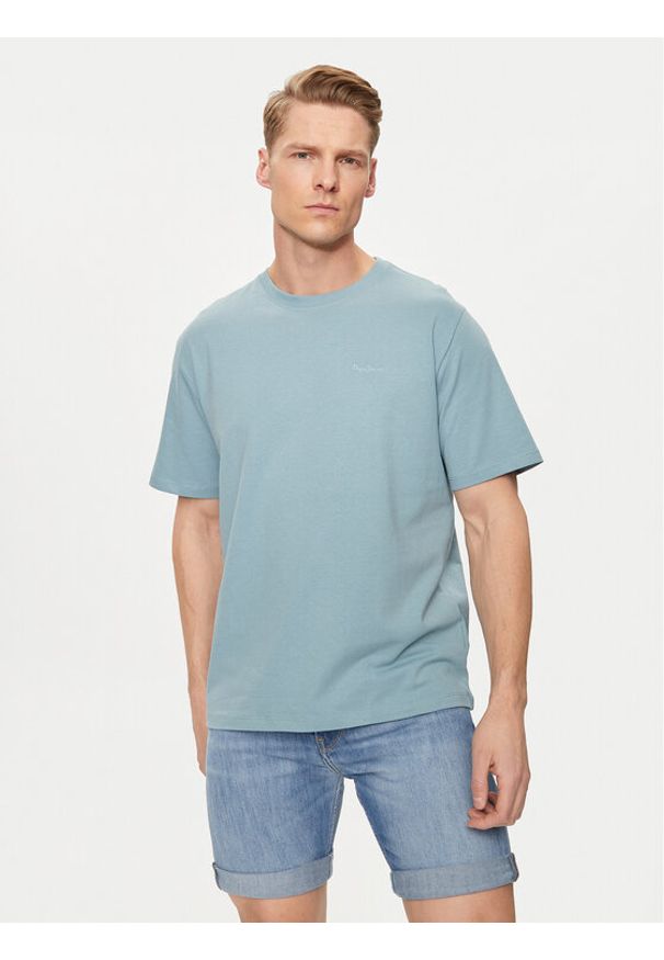Pepe Jeans T-Shirt Connor PM509206 Niebieski Regular Fit. Kolor: niebieski. Materiał: bawełna