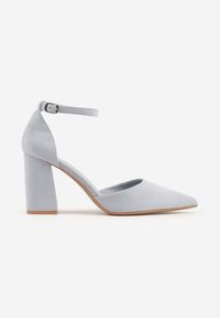 Renee - Niebieskie Czółenka z Imitacji Zamszu na Słupkowym Obcasie ze Szpiczastym Noskiem Hadina. Okazja: na randkę. Nosek buta: szpiczasty. Zapięcie: pasek. Kolor: niebieski. Materiał: zamsz. Obcas: na obcasie. Wysokość obcasa: średni #3