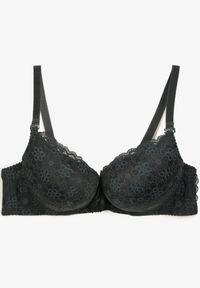 Renee - Ciemnozielony Biustonosz z Efektem Push Up z Delikatną Koronką Xilemia. Kolor: zielony. Materiał: koronka. Rodzaj stanika: push-up. Wzór: koronka