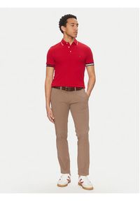 TOMMY HILFIGER - Tommy Hilfiger Polo Flag Cuff MW0MW38458 Czerwony Slim Fit. Typ kołnierza: polo. Kolor: czerwony. Materiał: bawełna #5