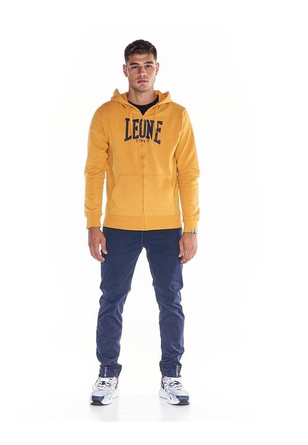LEONE 1947 APPAREL - Męska zapinana na zamek bluza z kapturem Leone 1947 Apparel. Typ kołnierza: kaptur. Kolor: żółty. Materiał: tkanina. Sport: fitness