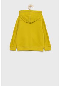 United Colors of Benetton bluza bawełniana dziecięca kolor zielony z kapturem gładka. Okazja: na co dzień. Typ kołnierza: kaptur. Kolor: zielony. Materiał: bawełna. Wzór: gładki. Styl: casual #2
