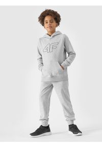 4f - 4F Spodnie dresowe joggery chłopięce - szare 122 (6-7 lat). Okazja: na co dzień. Kolor: szary. Materiał: dresówka. Wzór: gładki, ze splotem. Sezon: lato. Styl: sportowy, casual
