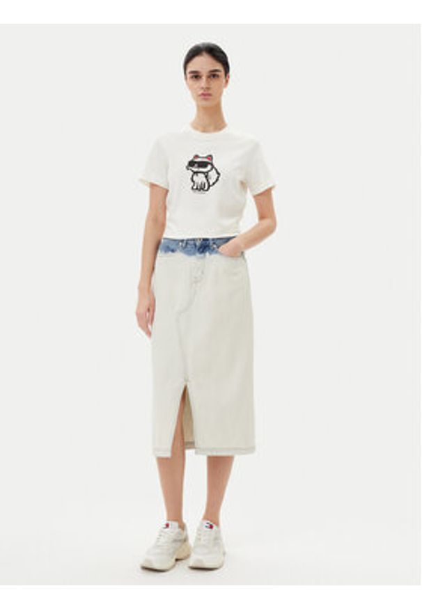 Karl Lagerfeld Jeans Spódnica jeansowa A2W12014 Écru Regular Fit. Materiał: bawełna