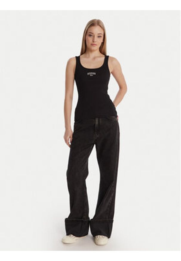 Guess Jeans Top W6RP20 KA0H1 Czarny Slim Fit. Kolor: czarny. Materiał: bawełna