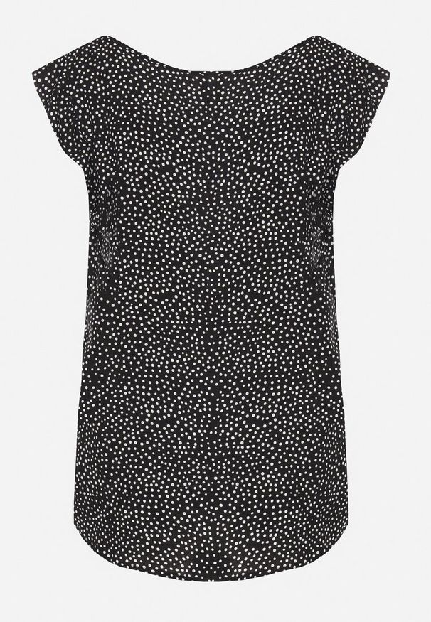 Born2be - Czarna Bluzka z Bawełny w Kropki Nappela. Okazja: na co dzień. Kolor: czarny. Materiał: bawełna. Długość rękawa: krótki rękaw. Długość: krótkie. Wzór: kropki. Styl: elegancki, casual, klasyczny