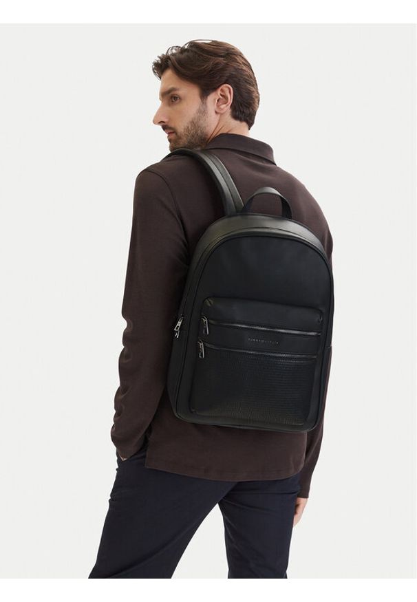 TOMMY HILFIGER - Tommy Hilfiger Plecak Th Woven Backpack AM0AM14093 Czarny. Kolor: czarny. Materiał: skóra