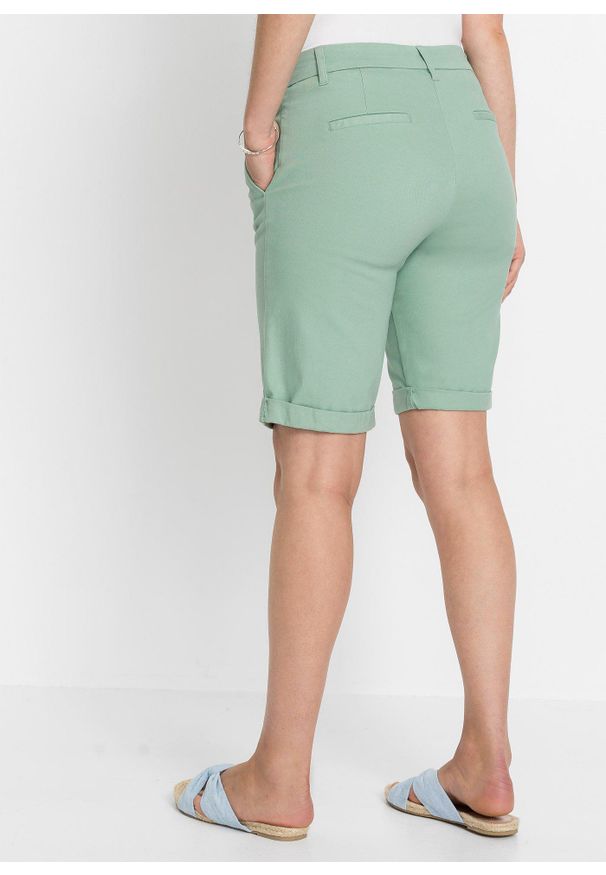 bonprix - Bermudy ze stretchem. Kolor: zielony. Sezon: lato