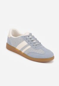 Renee - Niebieskie Sneakersy w Stylu Klasycznych Tenisówek z Cholewką z Plecionką Doriarissa. Nosek buta: okrągły. Zapięcie: sznurówki. Kolor: niebieski. Materiał: skóra, materiał. Szerokość cholewki: normalna. Obcas: na obcasie. Wysokość obcasa: niski #5