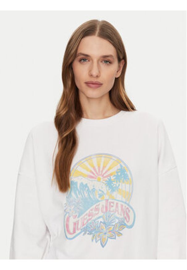 Guess Bluza W5GQ16 K68I4 Biały Regular Fit. Kolor: biały. Materiał: bawełna