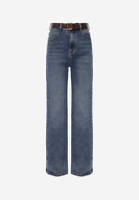 Renee - Niebieskie Jeansy Wide Leg High Waist z Bawełną i Dodatkiem Wiskozy Phrixanise. Stan: podwyższony. Kolekcja: plus size. Kolor: niebieski #7