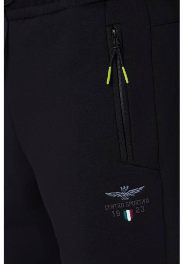 Aeronautica Militare - AERONAUTICA MILITARE Czarne męskie dresowe spodnie Sporty, Rozmiar XXL. Kolor: czarny. Materiał: dresówka