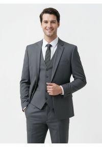 Klasyczny Krawat Klubowy - Alties - Grafit w Prążek. Materiał: tkanina. Wzór: prążki. Styl: klasyczny #4