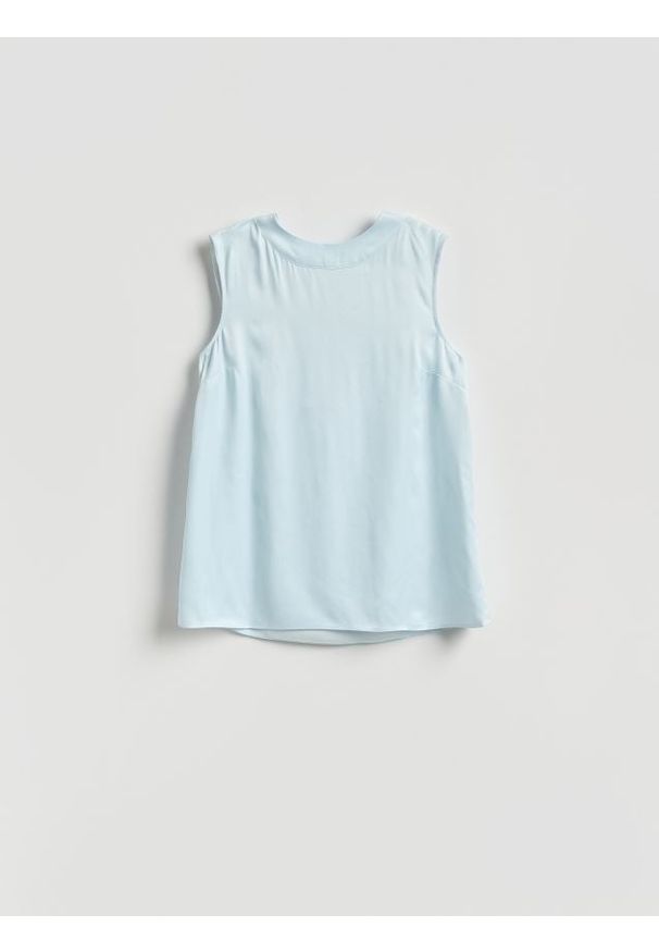 Reserved - Wiskozowa bluzka z wiązaniem - jasnoniebieski. Kolor: niebieski. Materiał: wiskoza