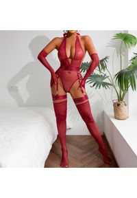 Intica - Body z siateczki na wyjątkowe wieczory Caitrin. Kolor: czerwony. Materiał: materiał, skóra #4